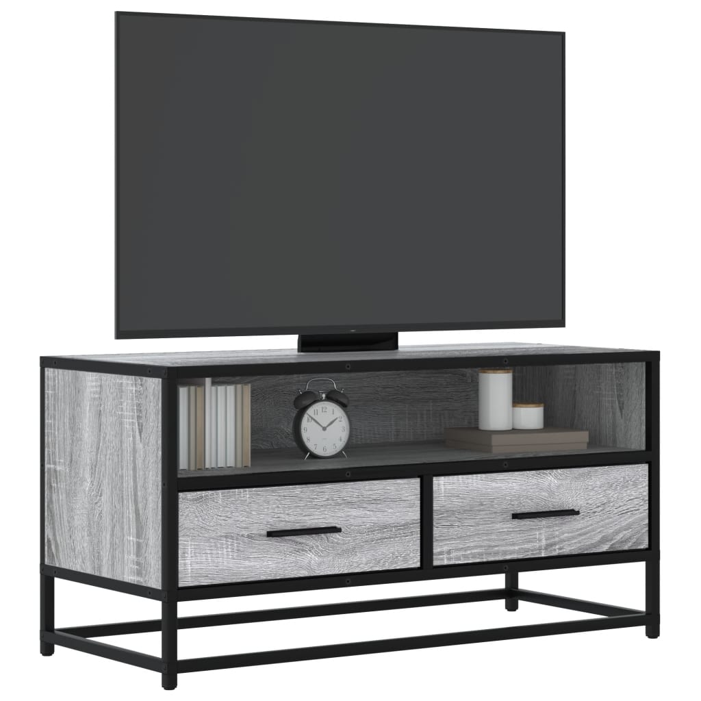 Móvel p/ TV 80x34,5x40 cm deriv. madeira/metal cinzento sonoma