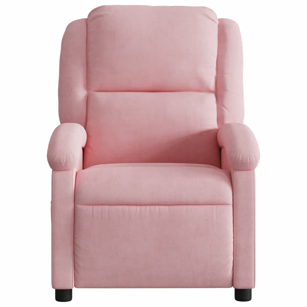 Poltrona reclinável veludo rosa