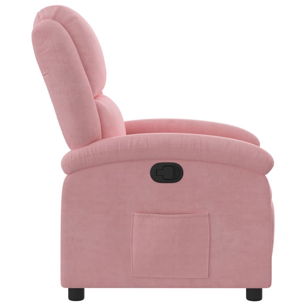 Poltrona reclinável veludo rosa