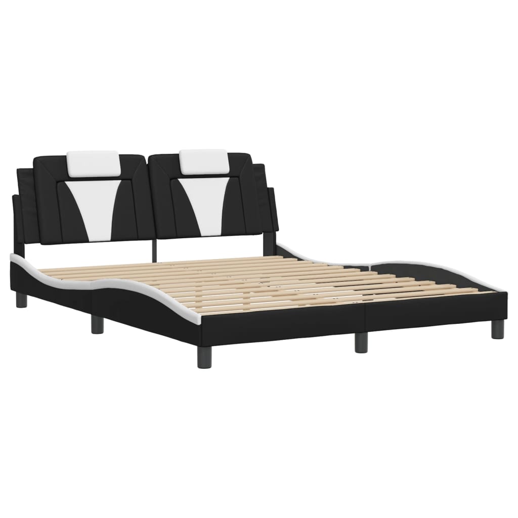 Estrutura de cama viana com LED sem colchão 160x200cm preto/branco