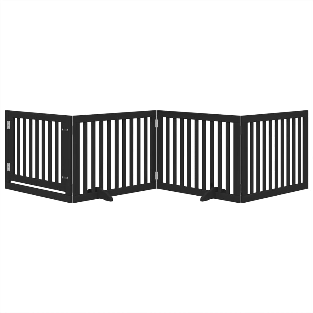 Portão p/ cães com porta dobrável 4 painéis 320 cm álamo preto