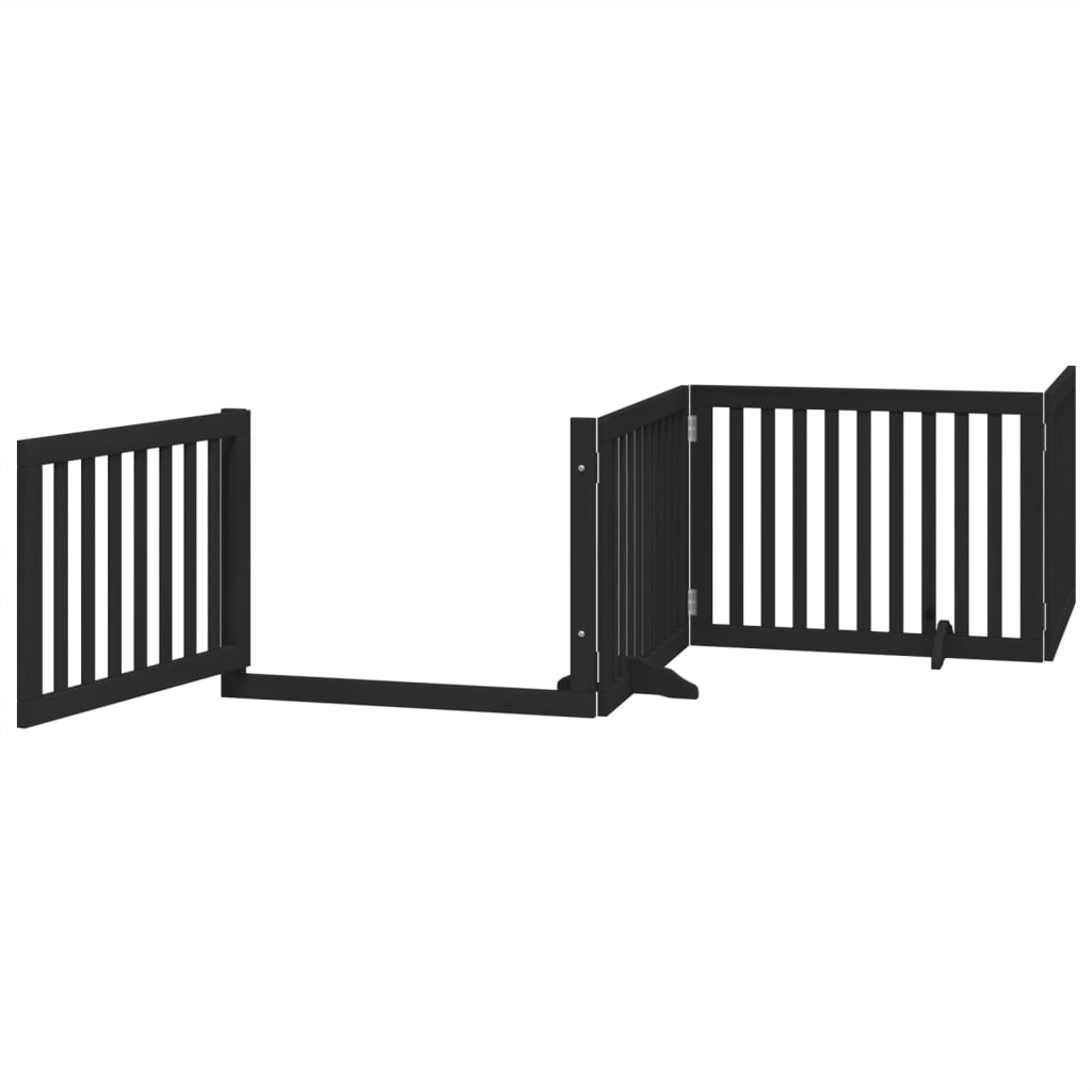 Portão p/ cães com porta dobrável 4 painéis 320 cm álamo preto
