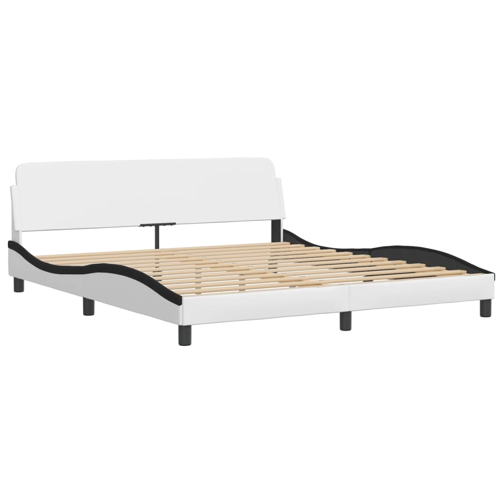 Cama com colchão hvar 180x200 cm couro artificial preto e branco