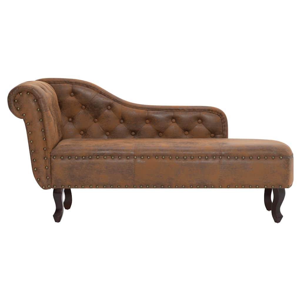 Chaise longue camurça artificial castanho