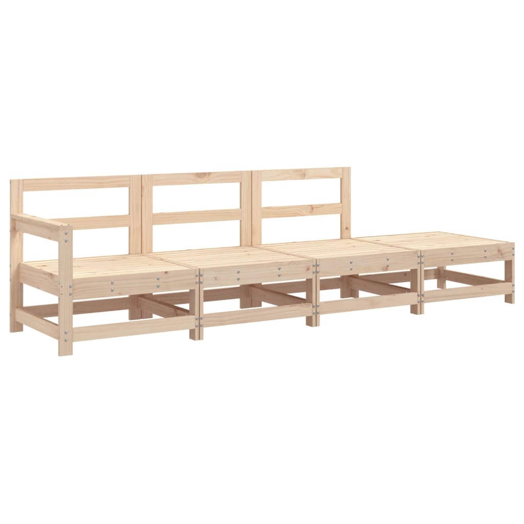 4 Pcs conjunto lounge de jardim madeira de pinho maciça
