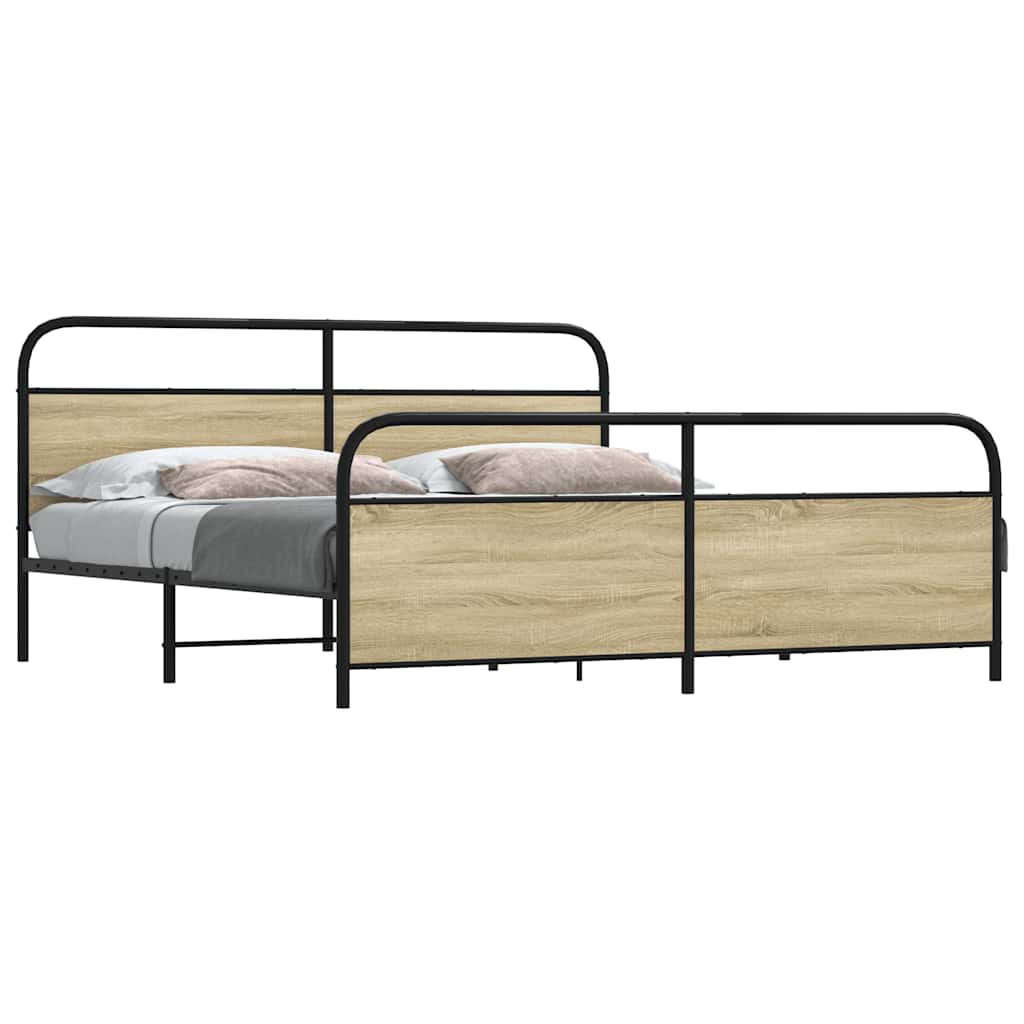Estrutura de cama sem colchão 183x213cm metal carvalho sonoma