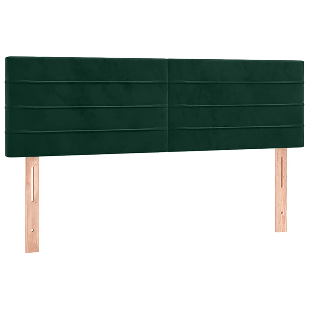 Cabeceira de cama c/luzes LED veludo 144x5x78/88cm verde-escuro