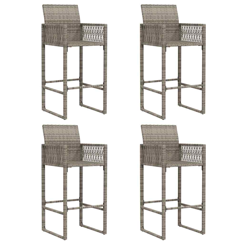 5 Pcs conj. bar jardim sem almofadões vime PE/acácia cinzento