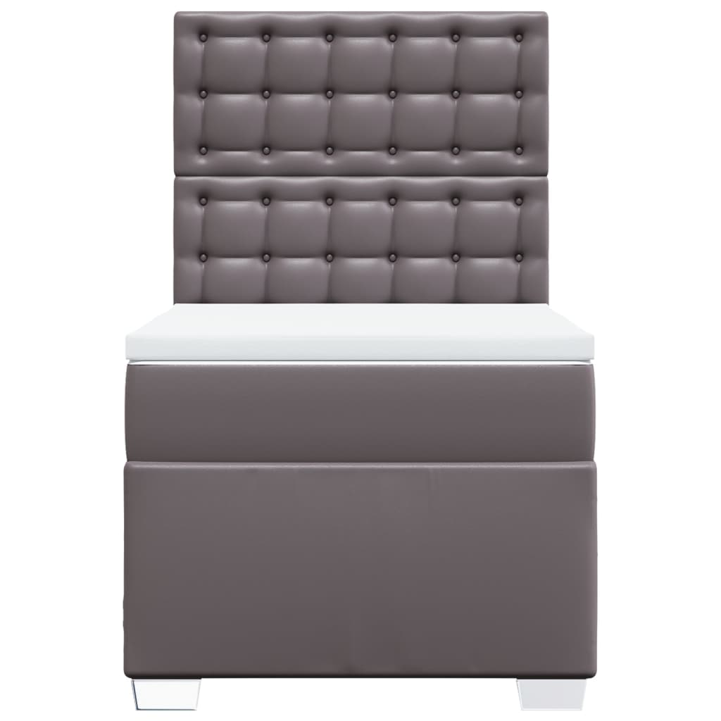 Cama com molas/colchão 80x200 cm couro artificial cinza
