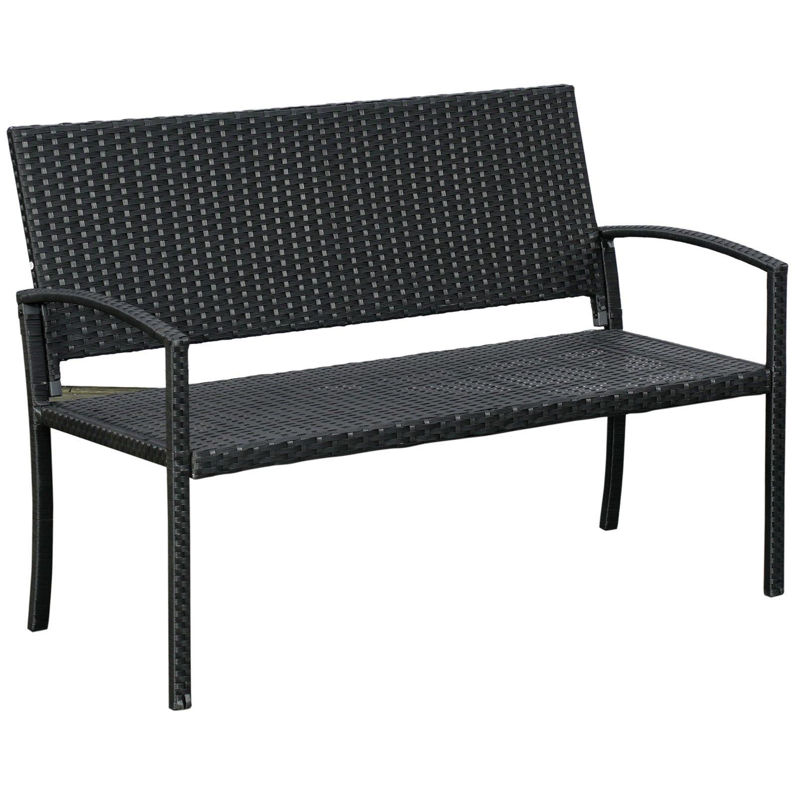 Banco jardim lounge cadeira 2 lugares móveis para jardim exterior terraço 2 lugares rattan sintético carga 320kg 122x60x87cm estrutura aço