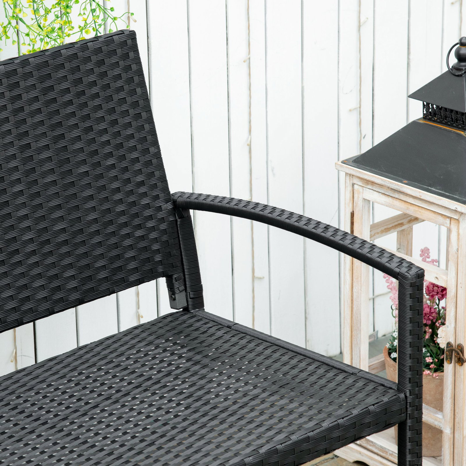 Banco jardim lounge cadeira 2 lugares móveis para jardim exterior terraço 2 lugares rattan sintético carga 320kg 122x60x87cm estrutura aço