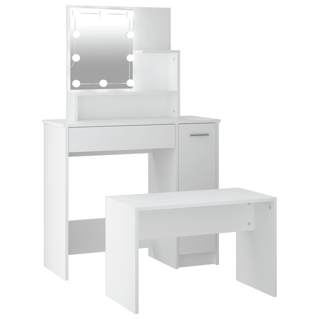 Conjunto toucador c/ leds madeira processada branco