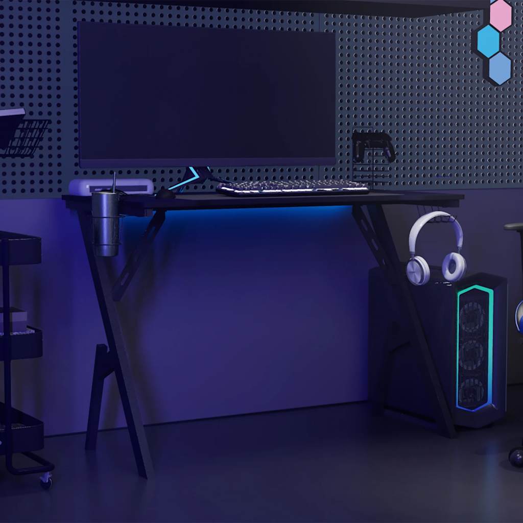 Secretária de gaming c/ pernas em forma de y 110x60x75 cm preto