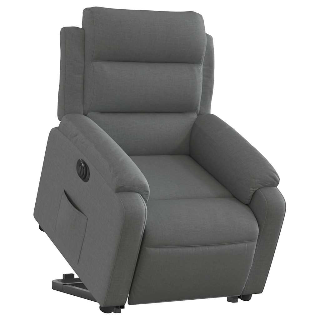 Poltrona reclinável elevatória elétrica tecido cinzento-escuro