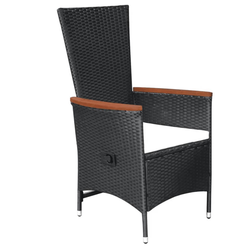 5 Pcs conjunto de jantar para jardim preto