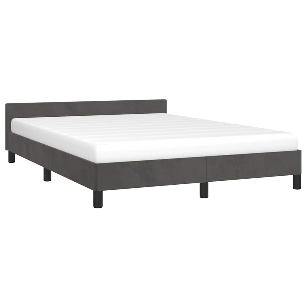 Estrutura de cama sem colchão 140x190 cm veludo cinzento-escuro