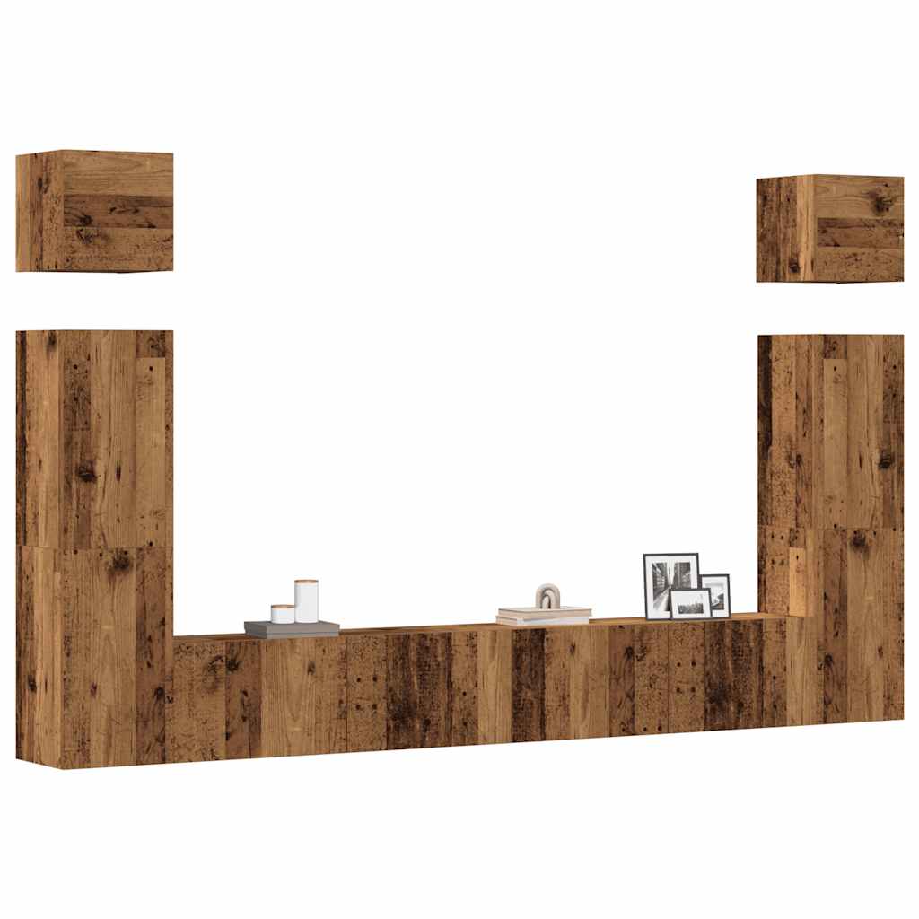 Conjunto de armário TV de parede 6 pcs madeira madeira velha