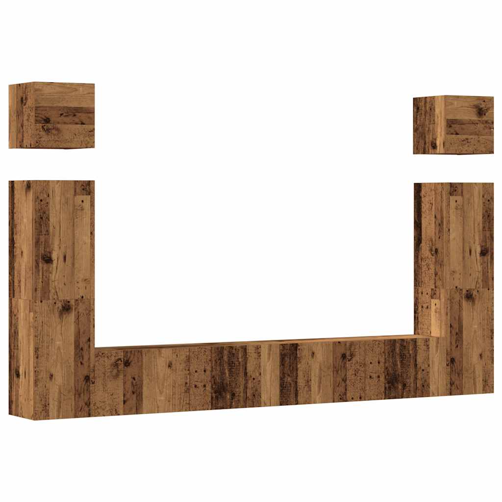Conjunto de armário TV de parede 6 pcs madeira madeira velha