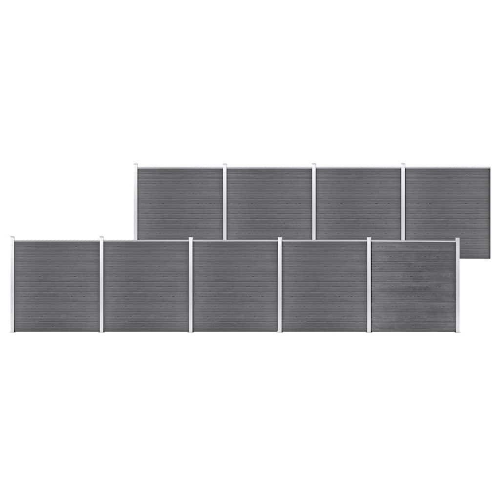Painel de vedação para jardim 1564x186 cm wpc cinzento