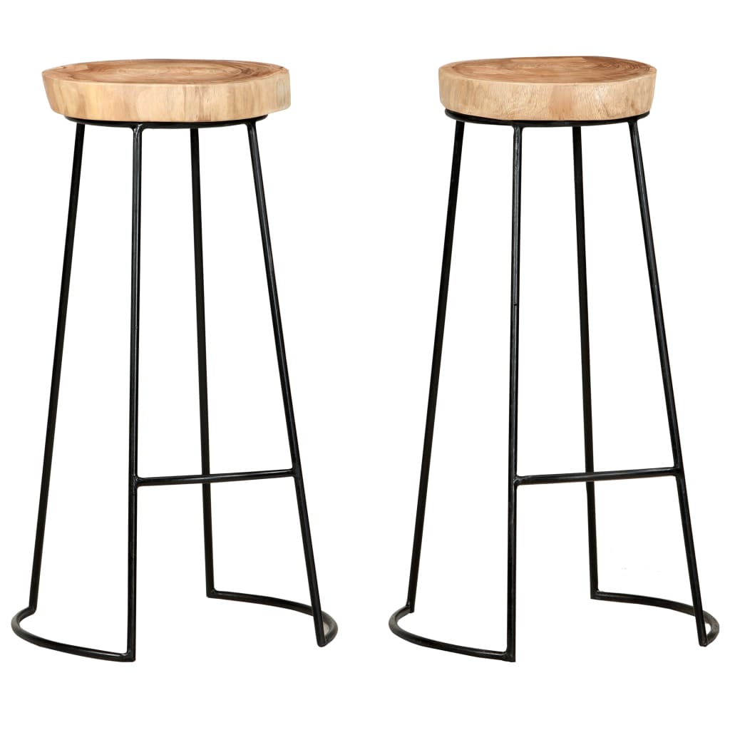 Bancos de bar 2 pcs madeira de acácia maciça
