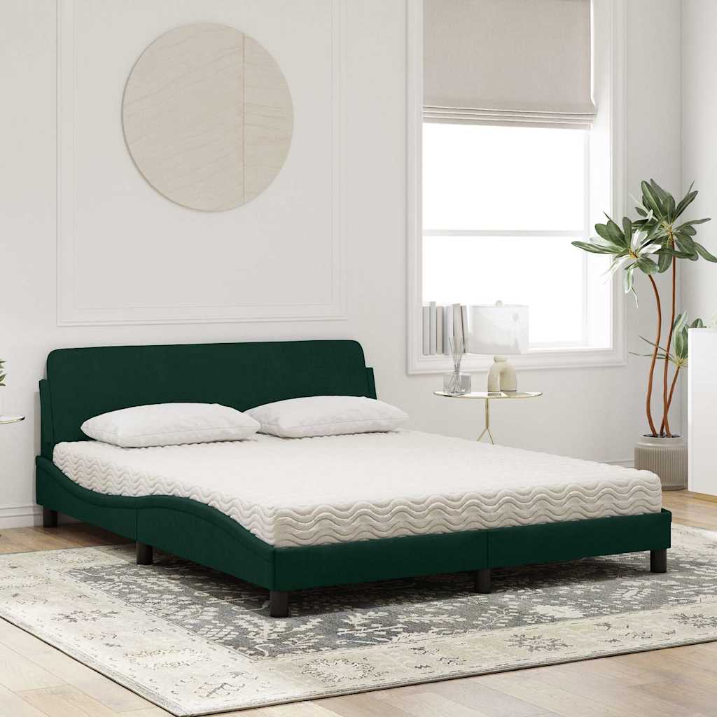 Cama com colchão dover 160x200 cm veludo verde-escuro