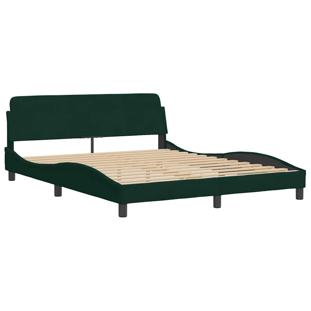 Cama com colchão dover 160x200 cm veludo verde-escuro