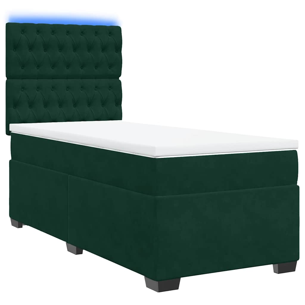 Cama com molas/colchão 90x190 cm veludo verde-escuro