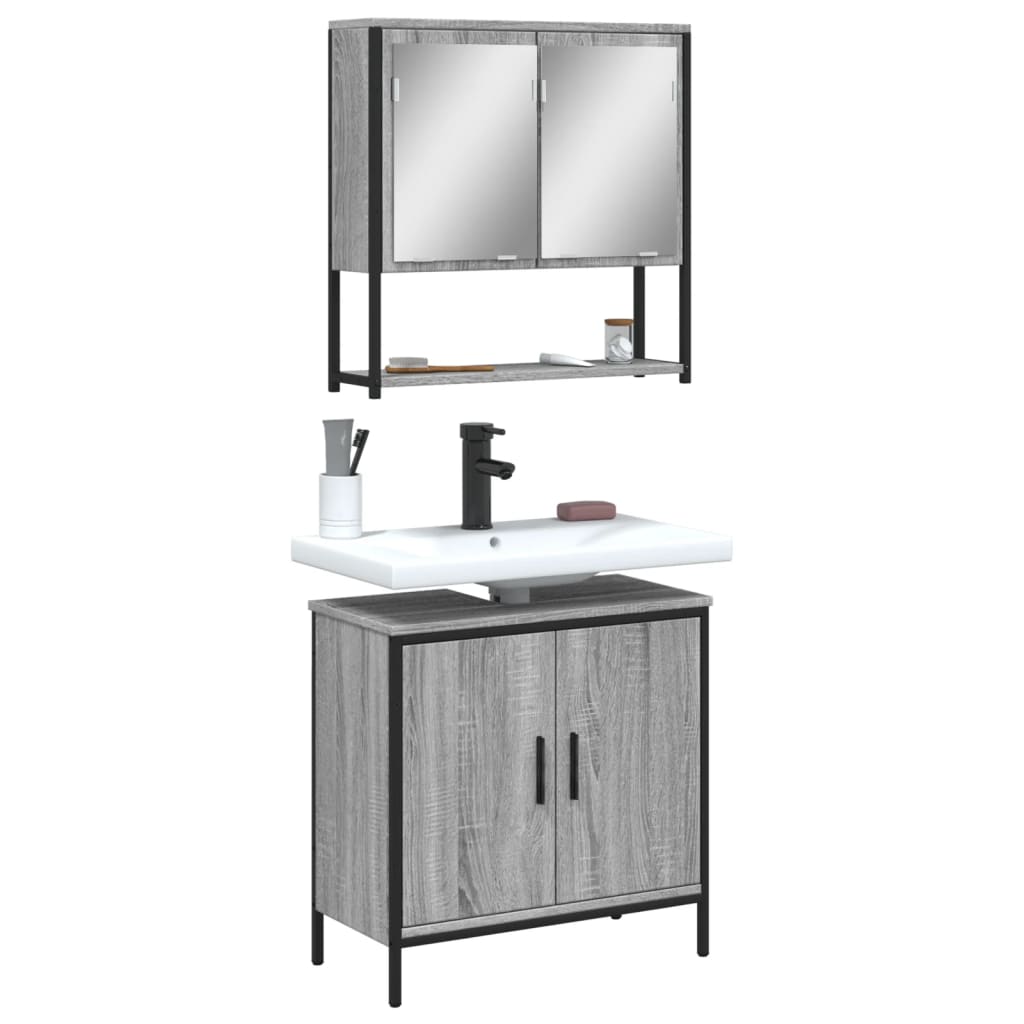 2 Pcs conjunto móveis wc derivados de madeira sonoma cinza