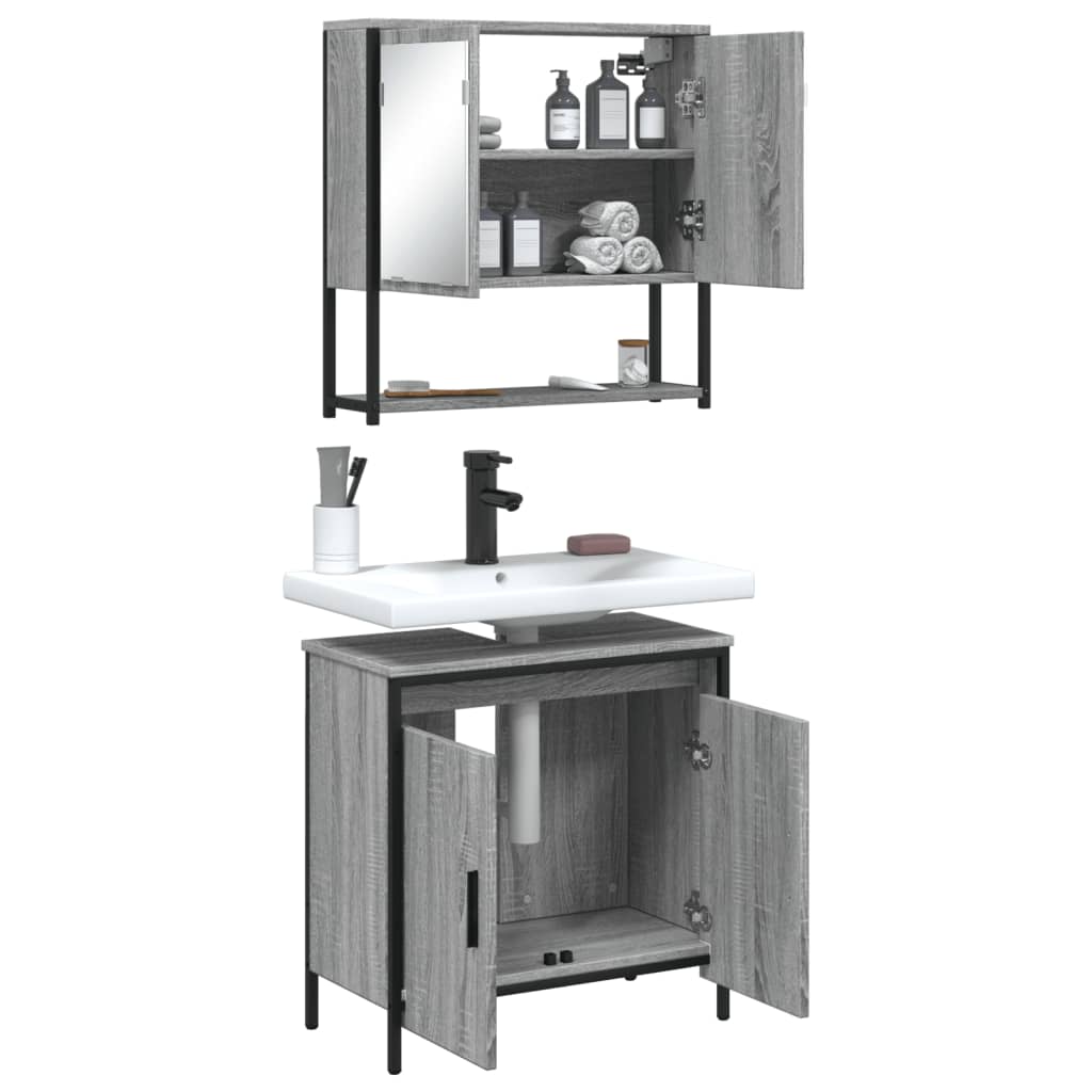 2 Pcs conjunto móveis wc derivados de madeira sonoma cinza