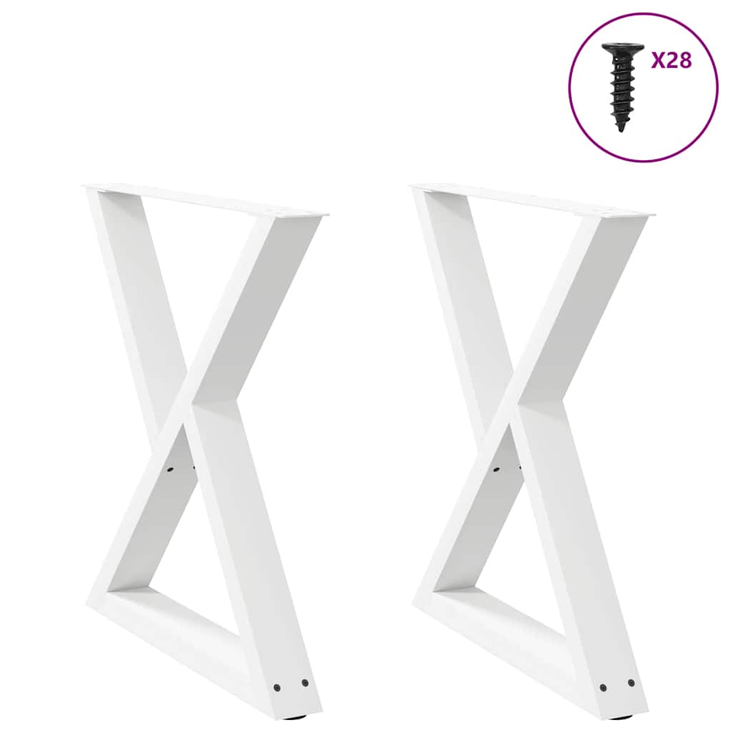 Pés para mesa de jantar 2 peças, branco, 70x(72-73,3) cm, aço
