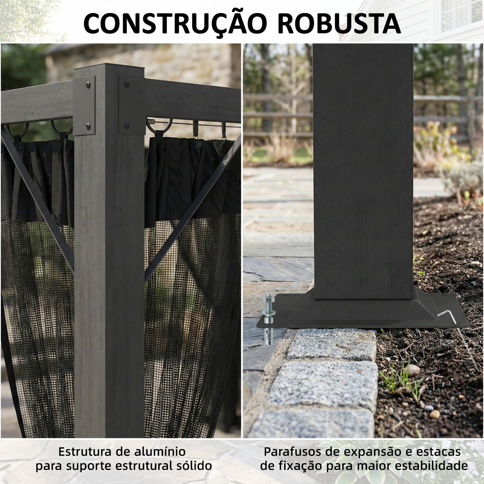Pérgola de jardim 3x4 m com teto retrátil e 4 laterais em rede upf30+ pérgola para exterior terraço cinzento