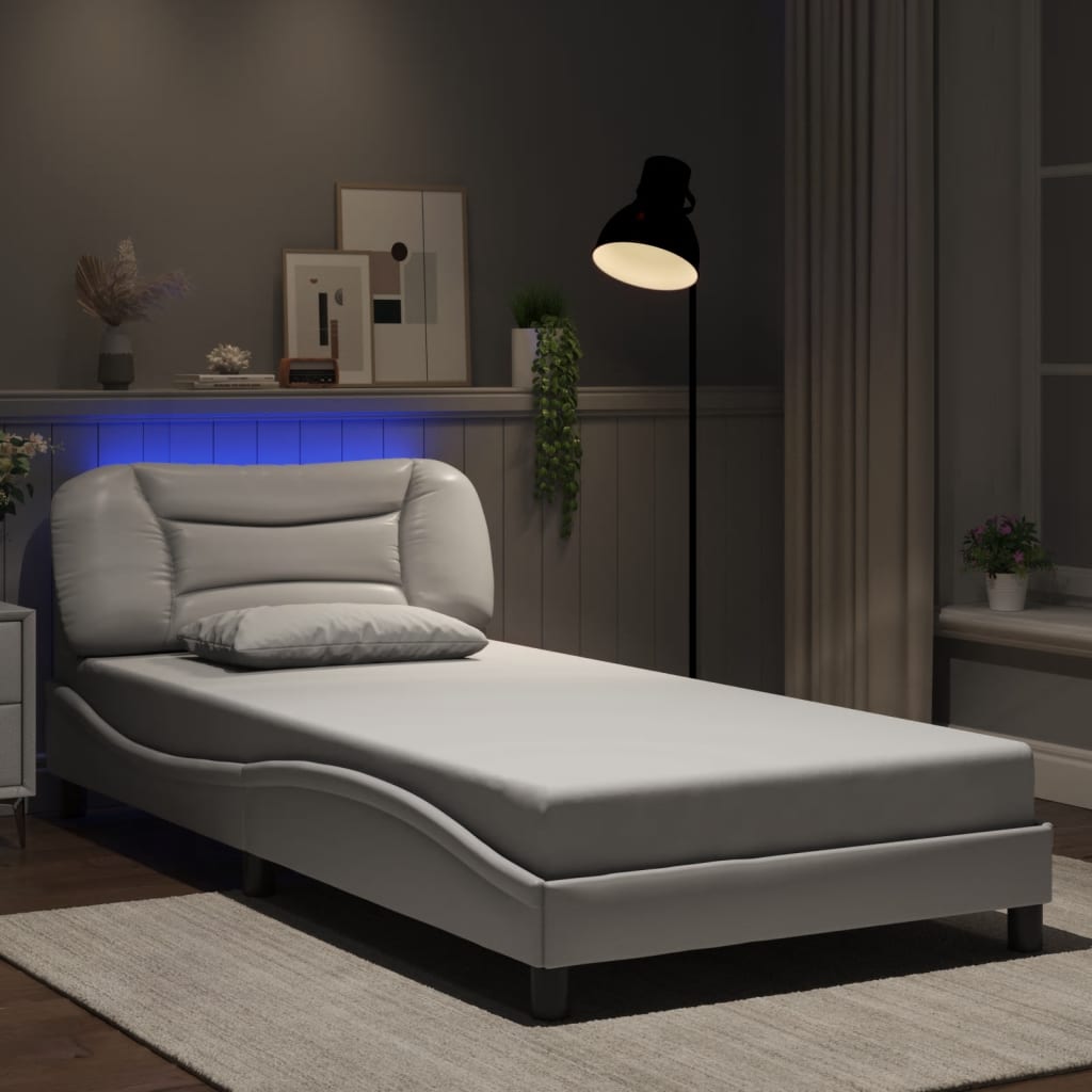 Estrutura de cama com LED sem colchão hvar 100x200 cm branco