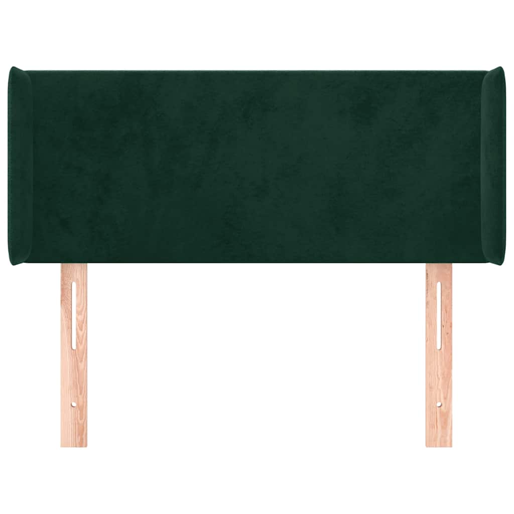 Cabeceira de cama c/ abas veludo 103x16x78/88cm verde-escuro