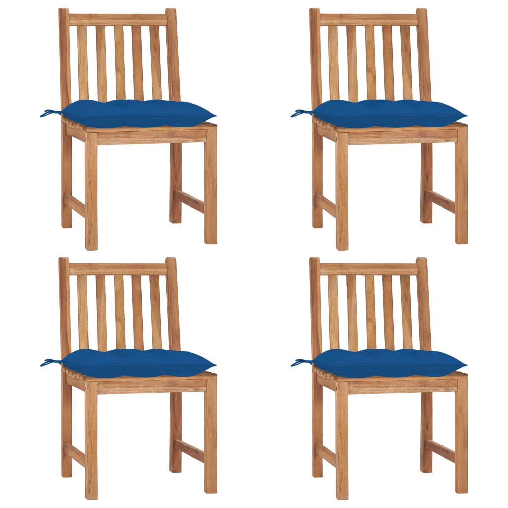 Cadeiras de jardim c/ almofadões 4 pcs madeira de teca maciça
