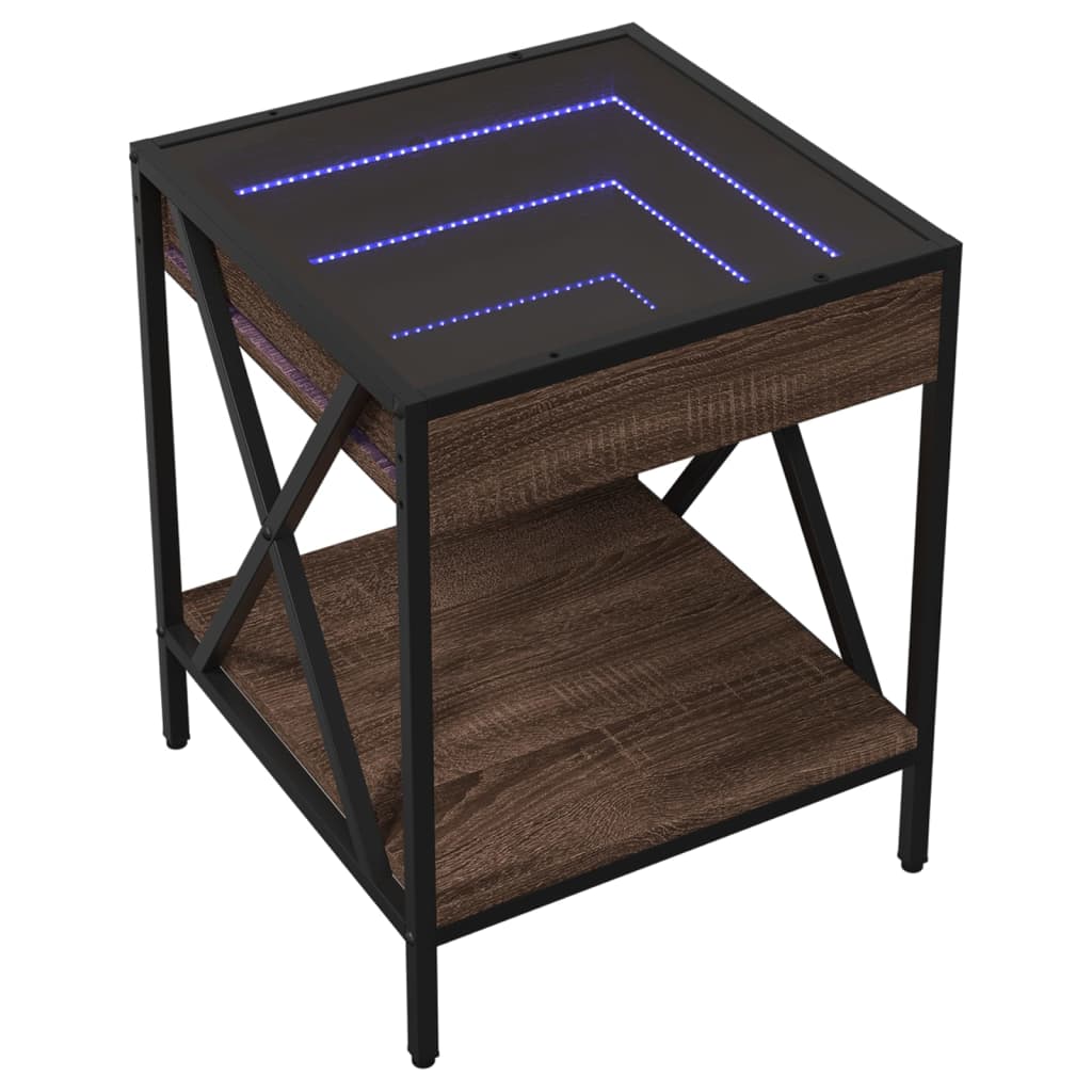 Mesa de cabeceira c/ LED infinity 40x40x49 cm carvalho castanho