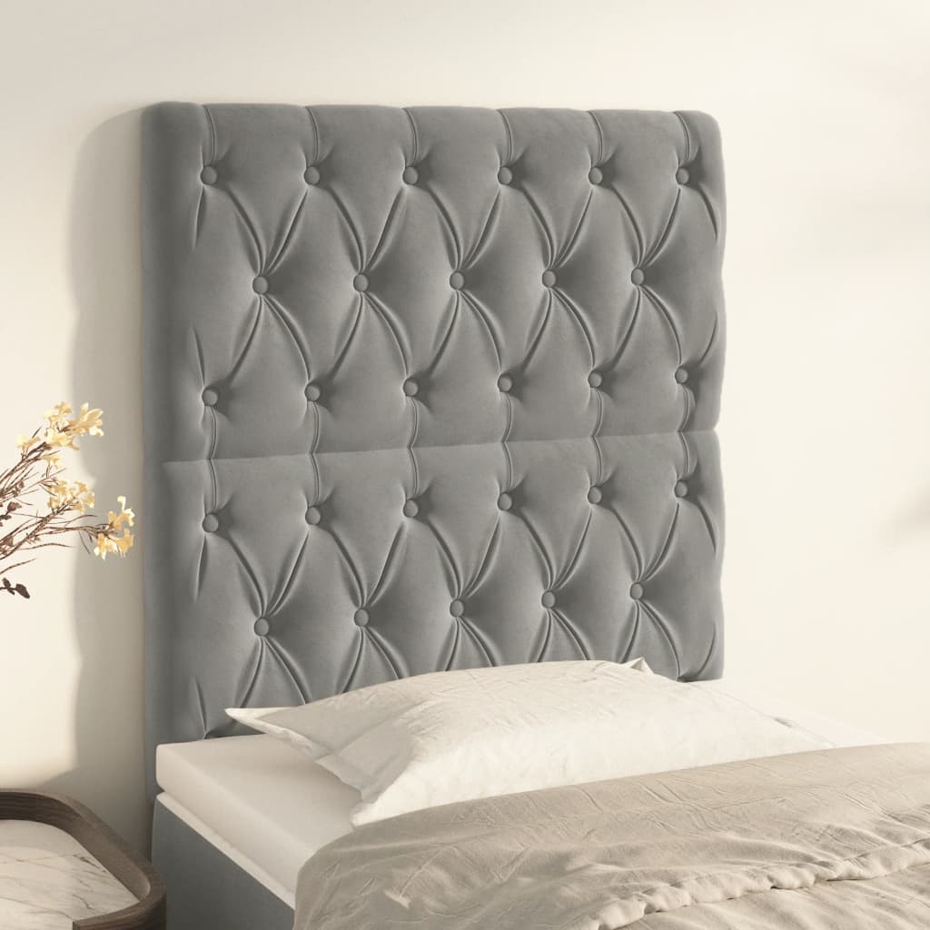 Cabeceira cinza claro 80x7x118/128 cm veludo