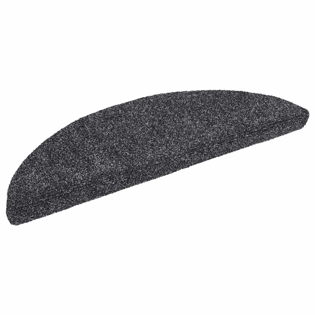 Tapetes de escada autoadesivos 30 peças 56x17x3 cm cinza escuro semicircular