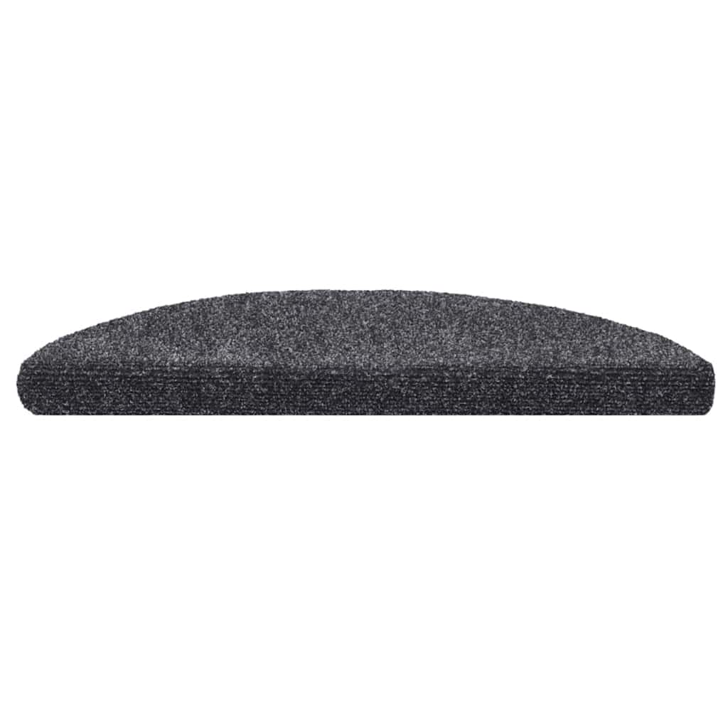 Tapetes de escada autoadesivos 30 peças 56x17x3 cm cinza escuro semicircular
