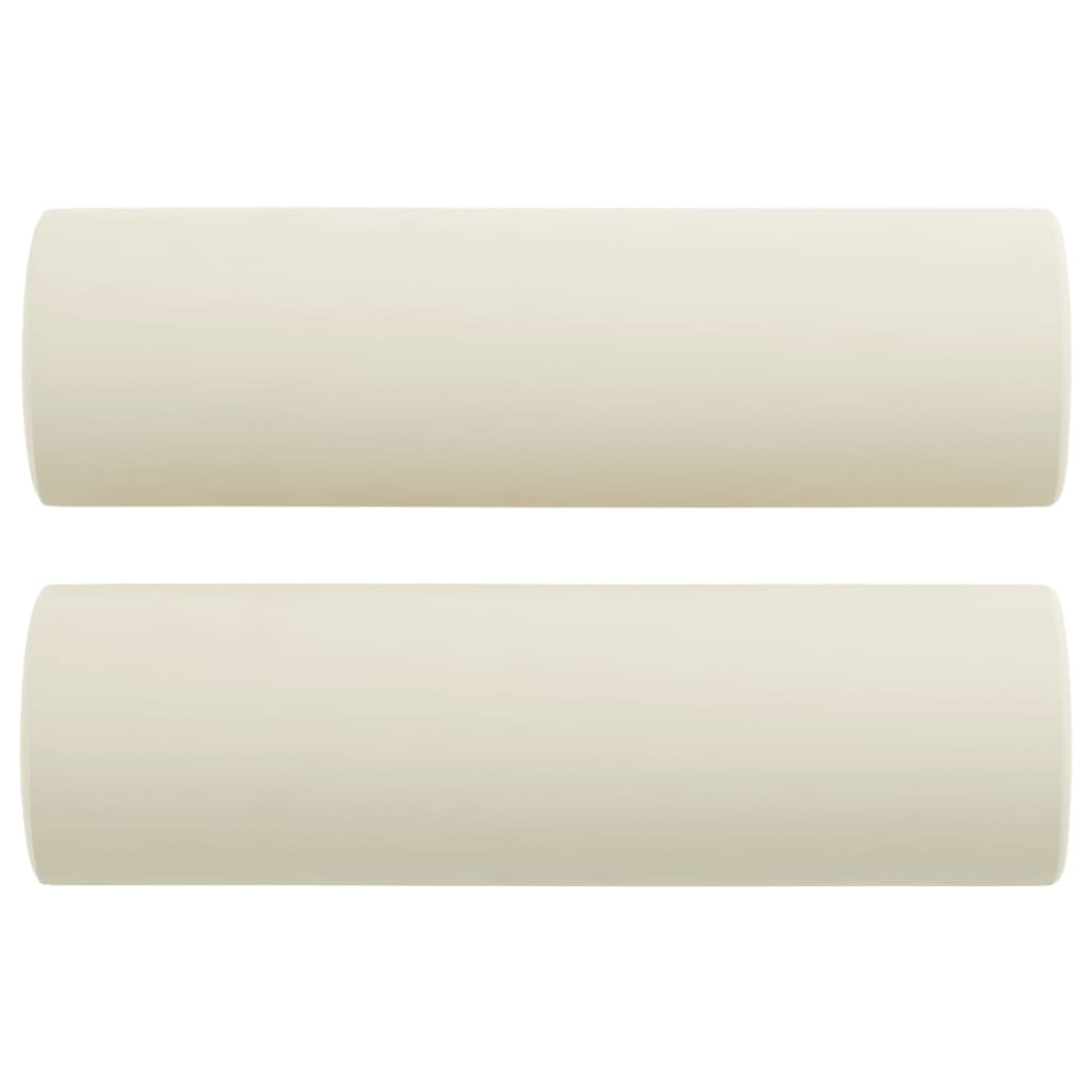 3 Pcs conjunto de sofás com almofadas veludo cor creme