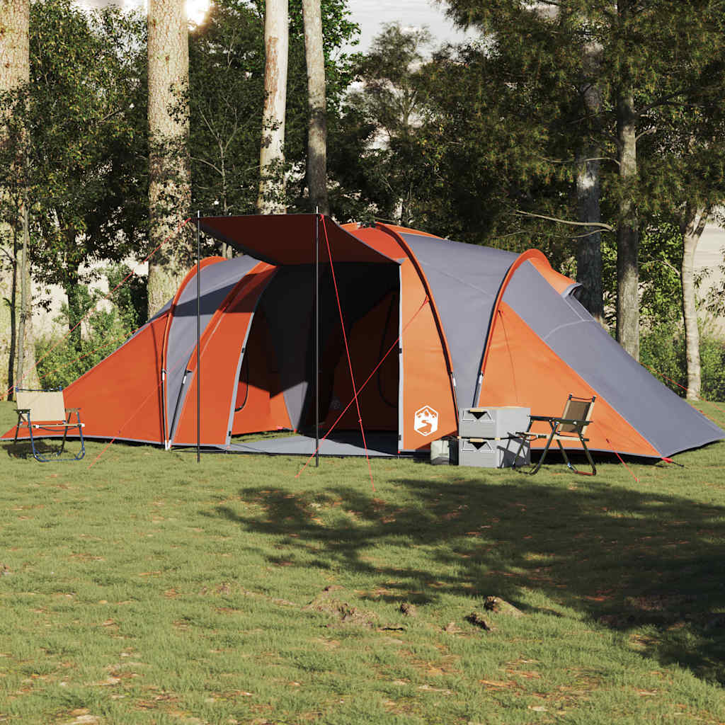 Tenda familiar cúpula para 6 pessoas impermeável cinza/laranja