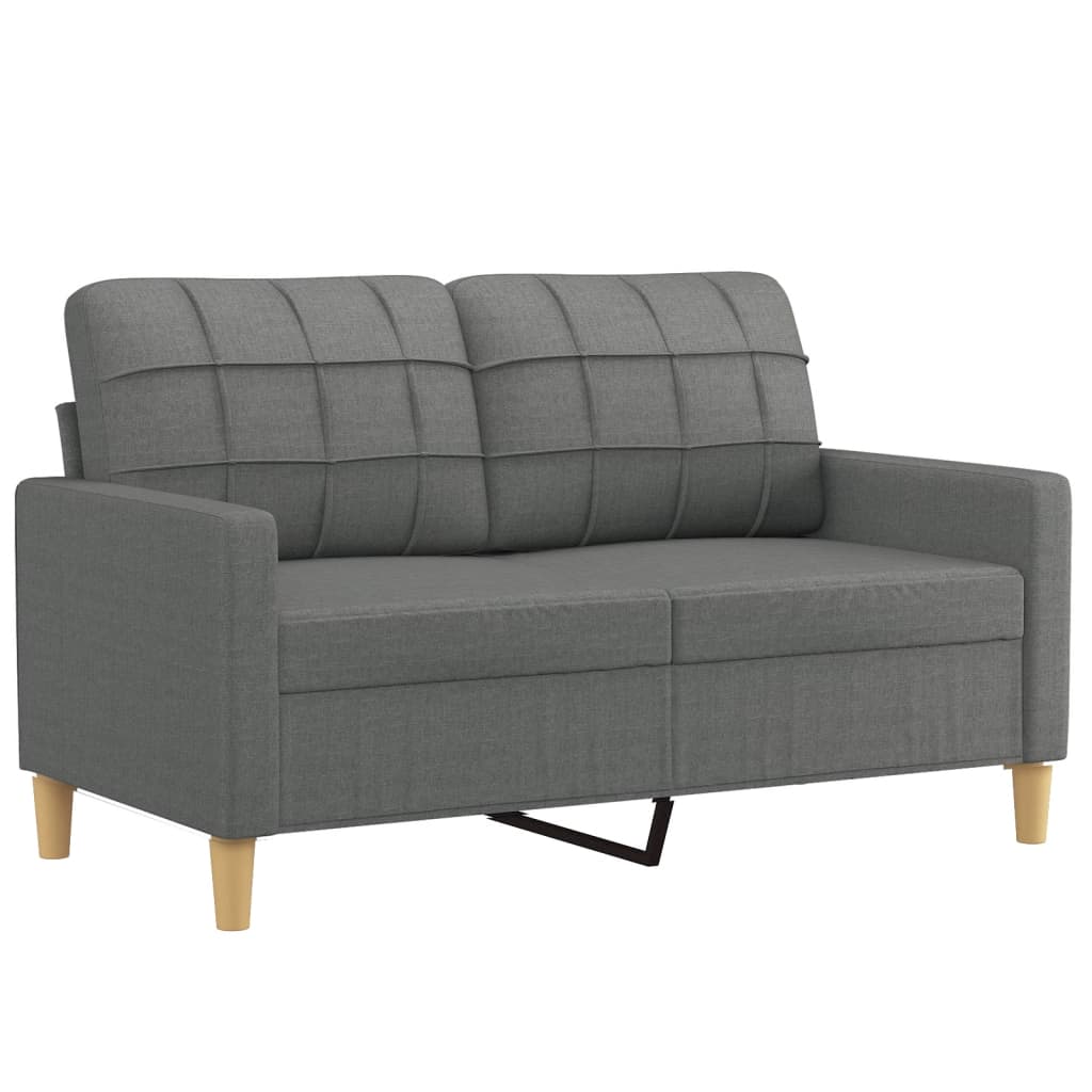 2 Pcs conjunto de sofás com almofadões tecido cinzento-escuro