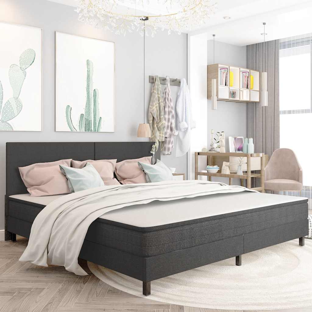 Cama boxspring 200x200 cm tecido cinzento