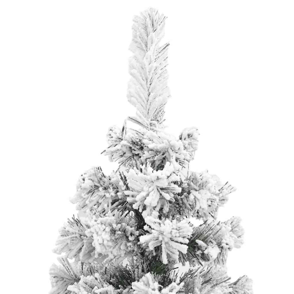 Árvore de natal artificial fina com neve 240 cm PVC verde