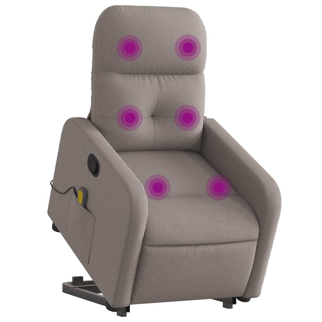 Poltrona elevatória de massagens tecido cinzento-acastanhado
