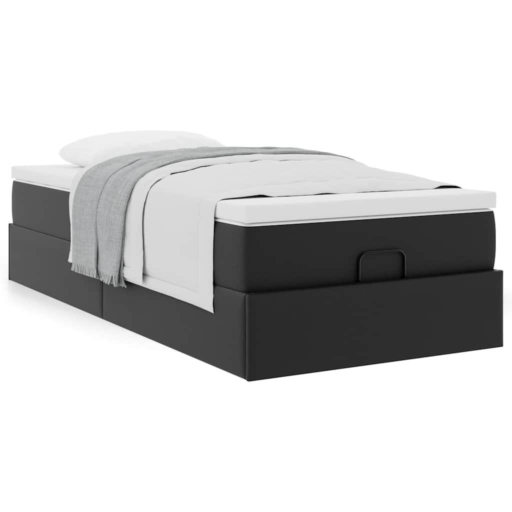 Estrutura de cama otomana com colchão 80x200 cm preta