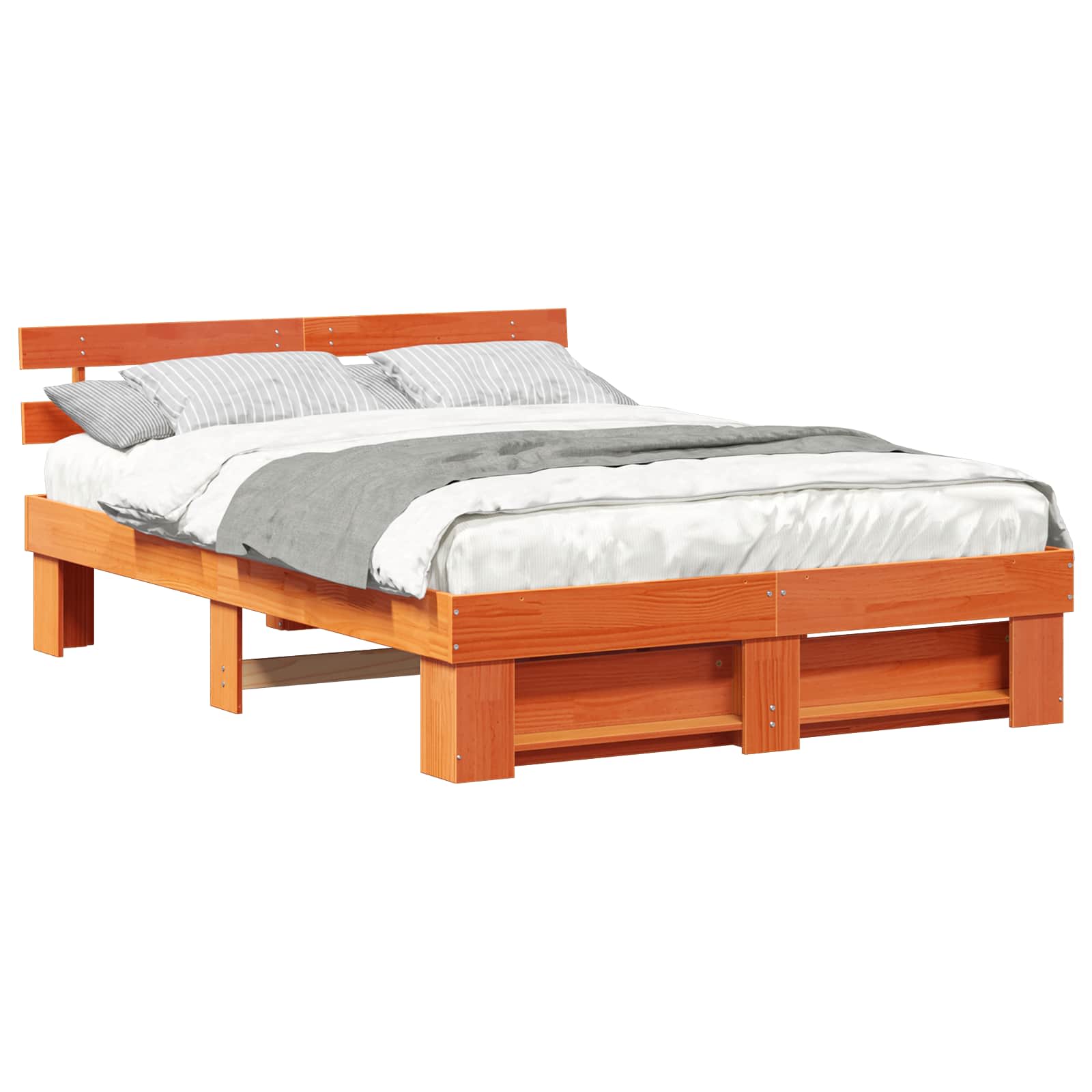 Estrutura da cama com cabeceira marrom cera 160 x 200 cm