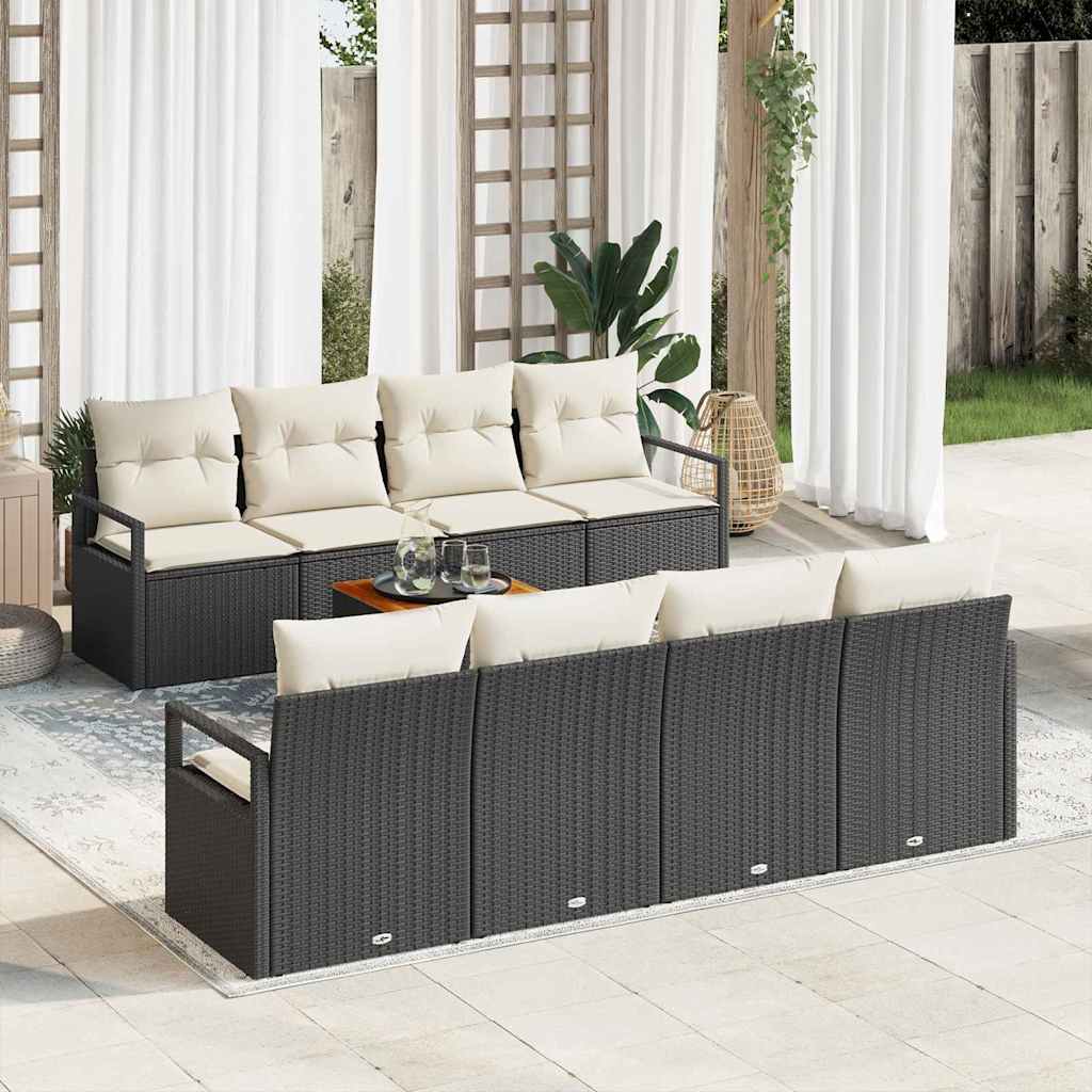 Conjunto de sofá de jardim 9 unid. preto vime PE