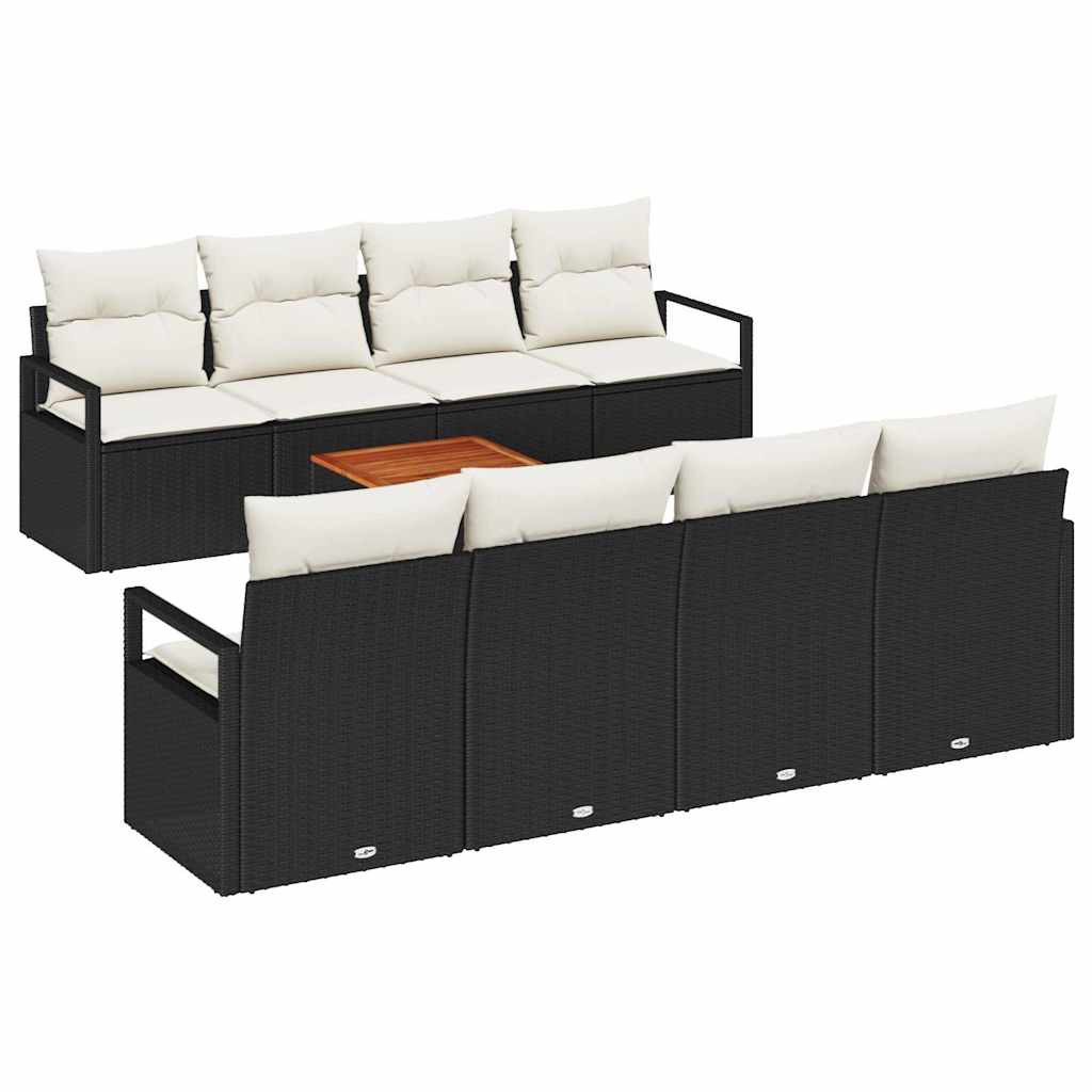 Conjunto de sofá de jardim 9 unid. preto vime PE