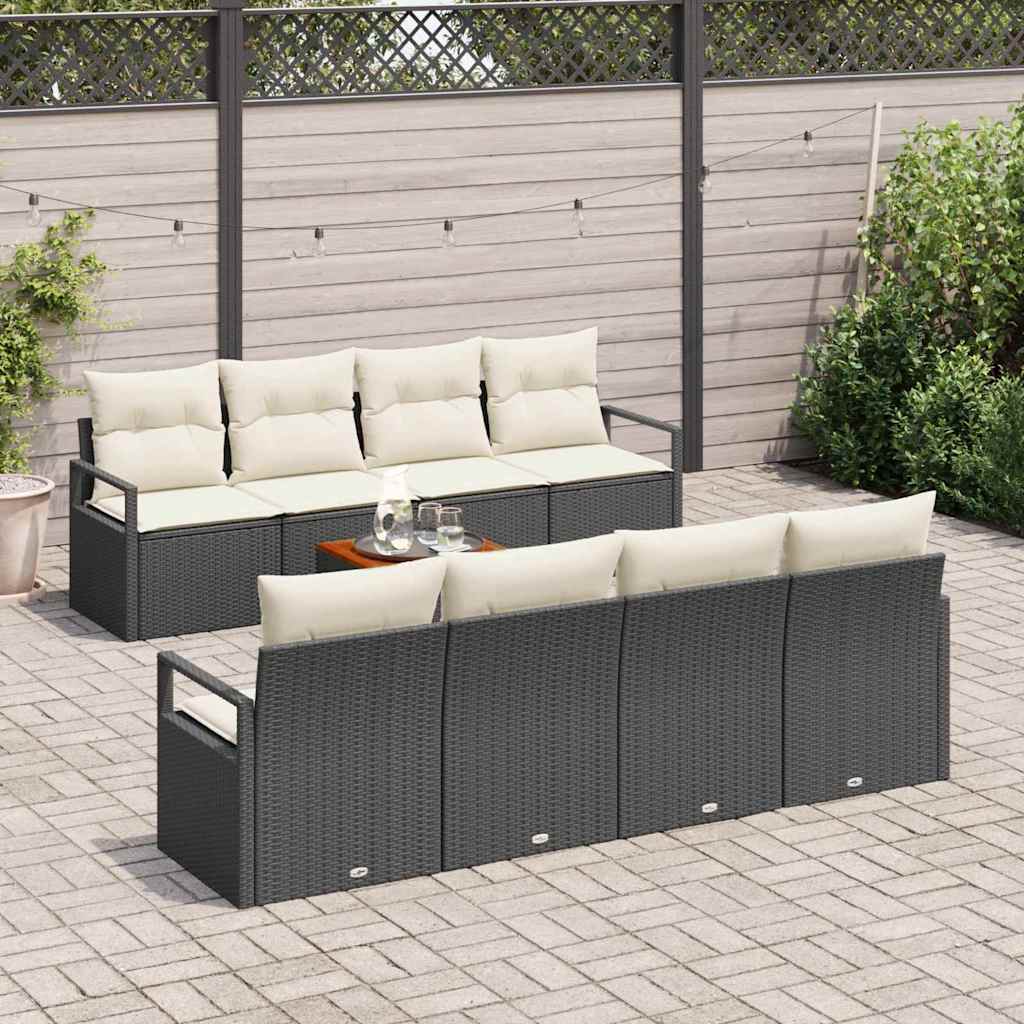 Conjunto de sofá de jardim 9 unid. preto vime PE