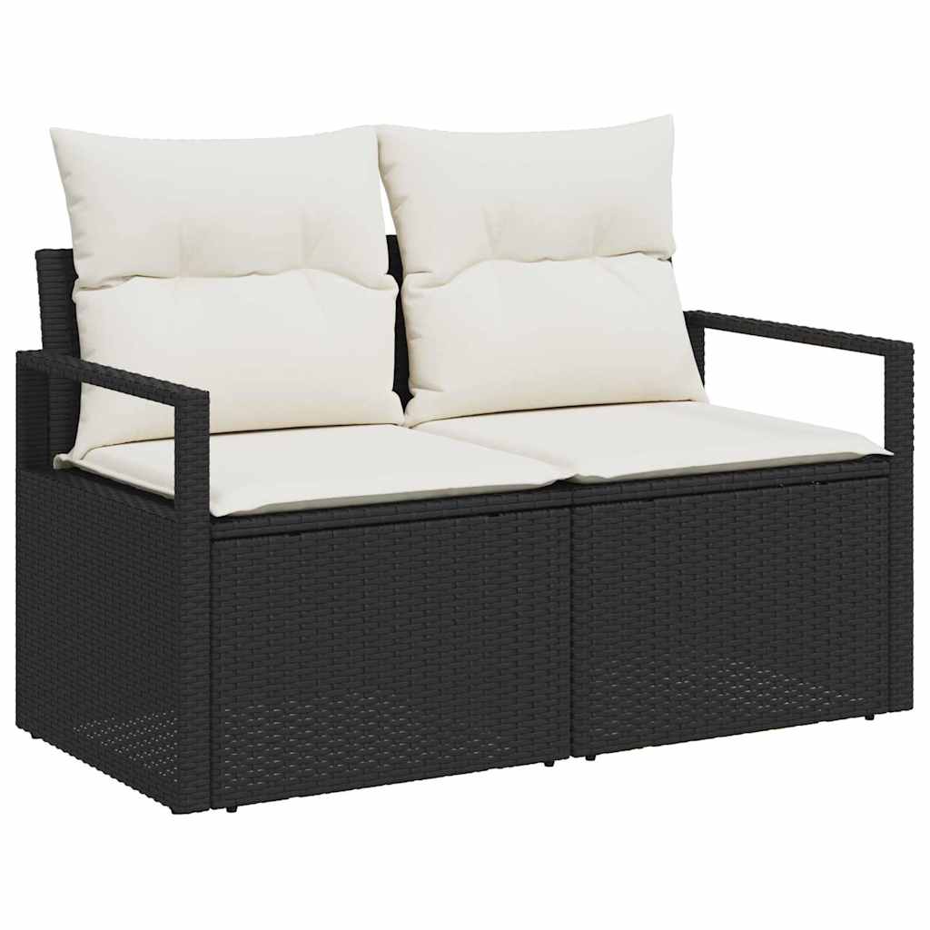 Conjunto de sofá de jardim 9 unid. preto vime PE